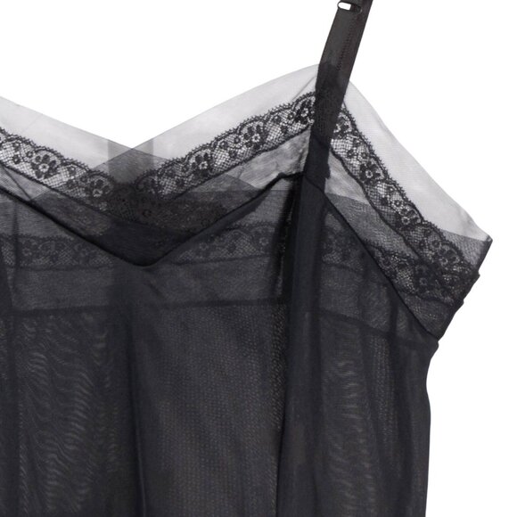 Dutchess VTG Black Slip Nightgown 32 Women Lace Adjustable Straps Delicate Nylon - Picture 3 of 8